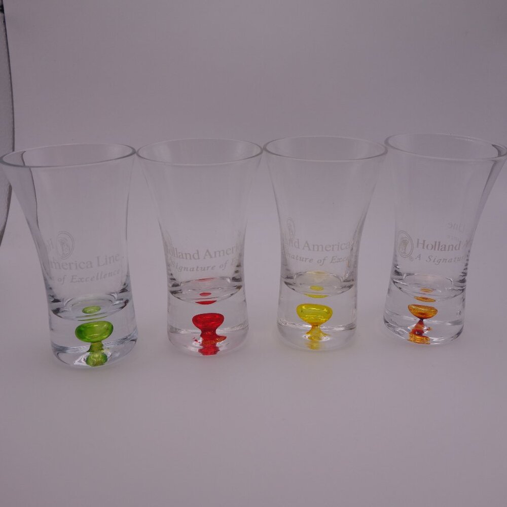 Set of Four(4) Holland America Line A Signature of Excellence Shot Glasses